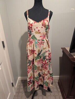 Mexx Floral Tropical Maxi Dress - Cream with Pink & Green